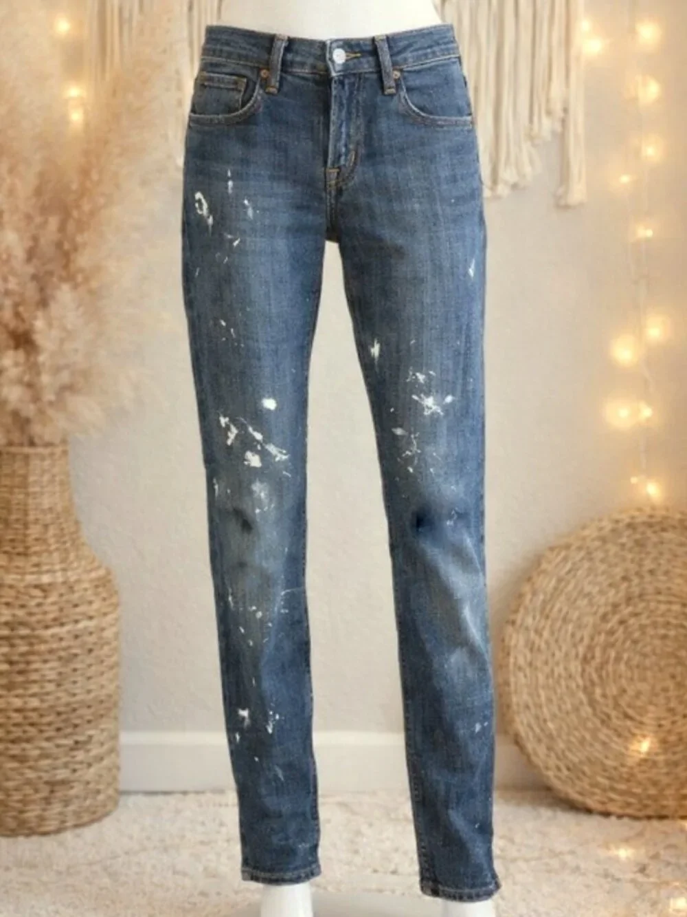Levi’s 511 Men’s Skinny Jeans 29 Paint Splatter Streetwear Y2K Grunge Blue Denim
